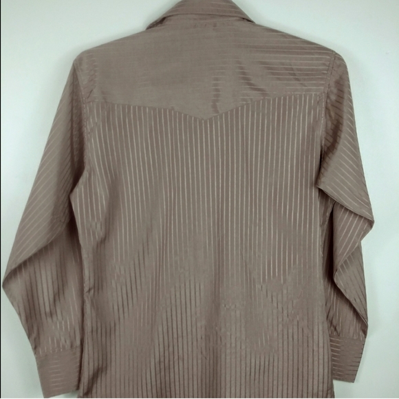 Wrangler Brown Western Snap Front Dress Shirt Med - Picture 2 of 4